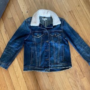 NWT Good American Small oversized jean jacket with Sherpa collar- SAMPLE
